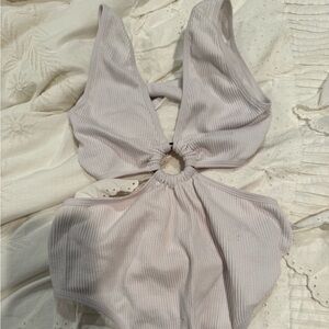 White cut up body suit